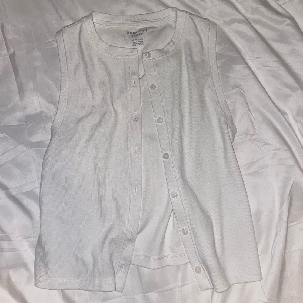 American Eagle Cream Button-Up Top